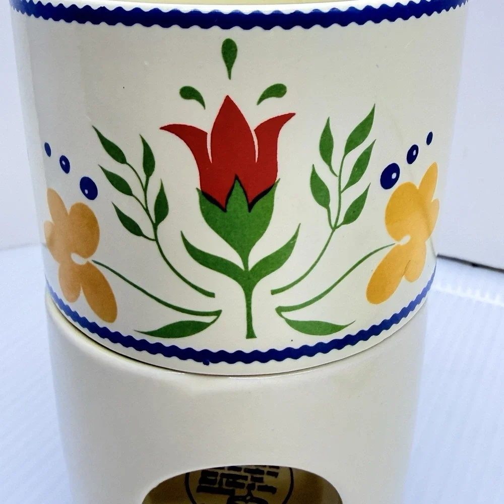 Vintage Folk Art Potpourri Fragrance Warmer Hand Painted Ceramic Tea Light